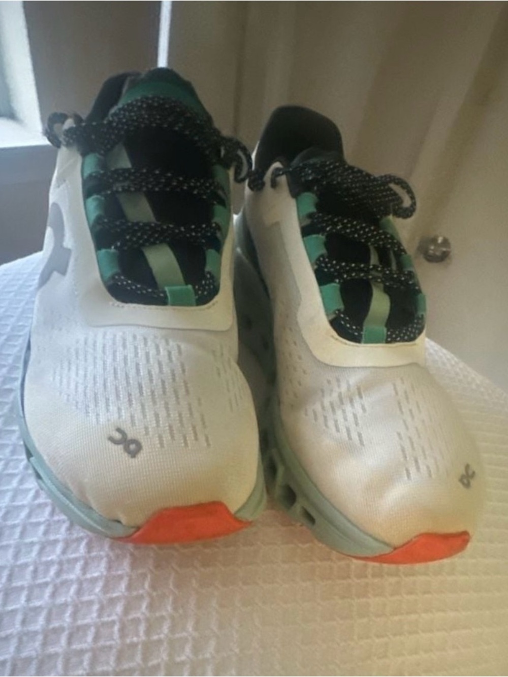 On Running Men's Athletic Shoes in White, Mint & Orange